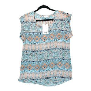 NWT $58 DR2 Daniel Rainn Sleeveless‎ Multicolor Asymmetrical Top - Small